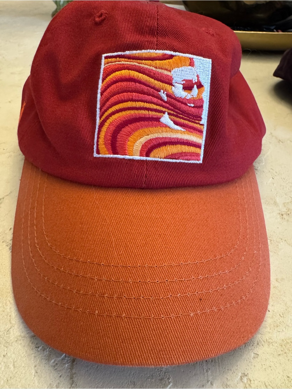 Red and Orange Jerry Garcia Handpicked Embroidered Baseball Cap